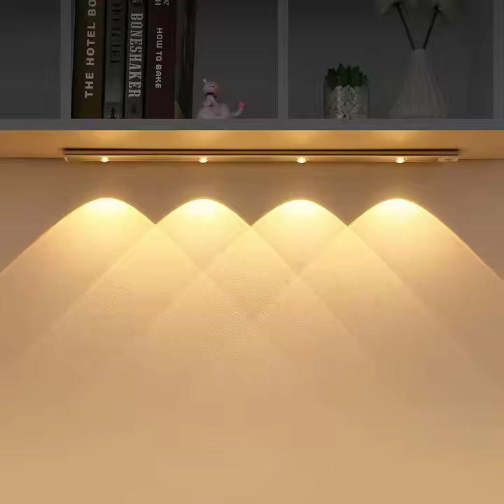 SET 2 x Bandă luminoasă pentru dulap, reîncărcabilă prin USB, cu senzor de mișcare, 30 cm