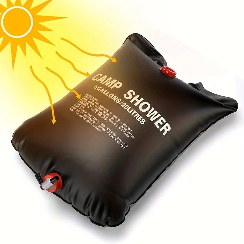 1+1 CADOU Dus solar pentru camping, Plastic, 20L, Negru
