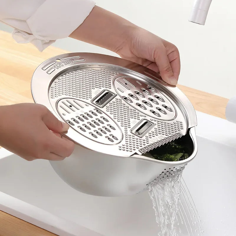 Razatoare Legume 3 in 1 din Inox, cu Bol si Strecuratoare