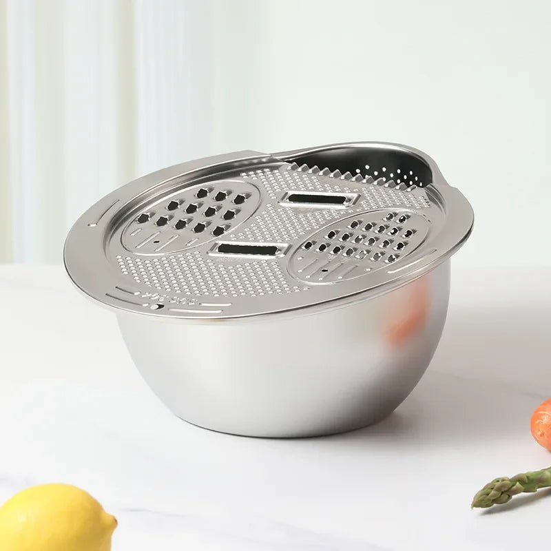 Razatoare Legume 3 in 1 din Inox, cu Bol si Strecuratoare