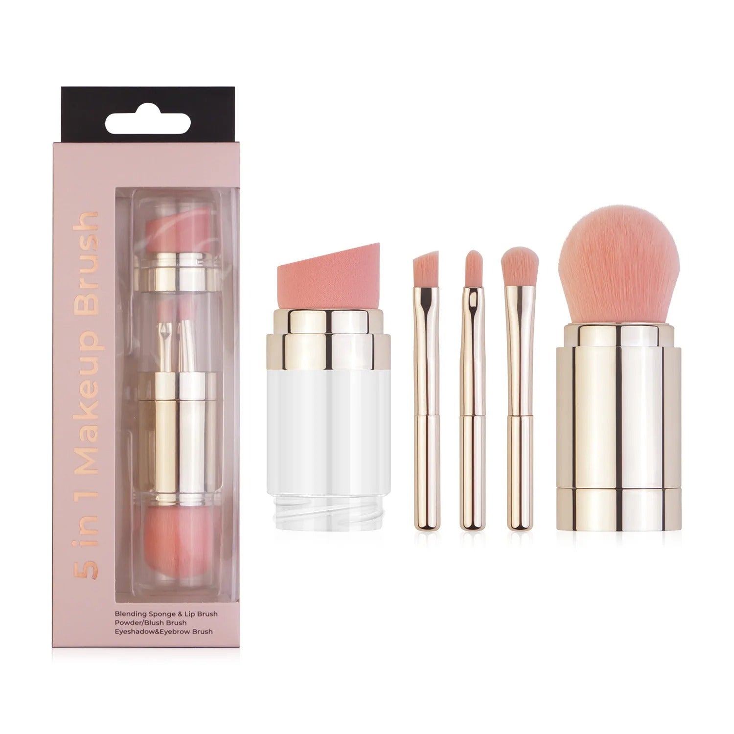 Set compact de pensule pentru machiaj 5 în 1
