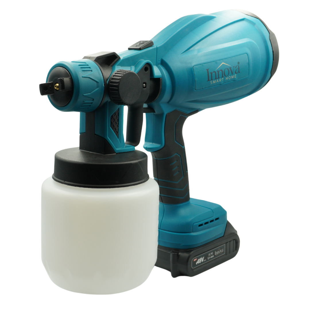 Pistol de Pulverizare Electric, Fără Fir, 48V, 2 Acumulatori Li-Ion, 800 ml, HVLP, Pulverizare Fină, Innova
