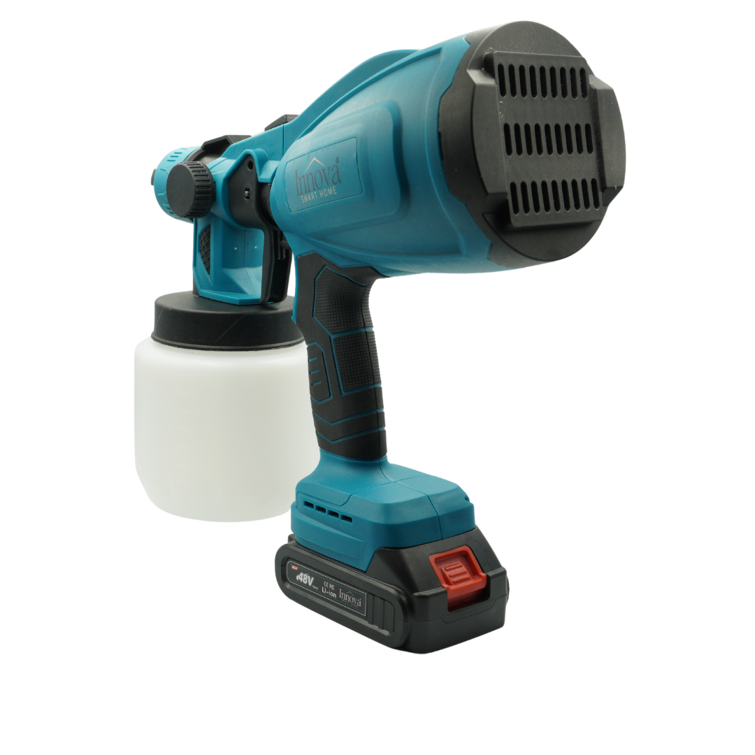 Pistol de Pulverizare Electric, Fără Fir, 48V, 2 Acumulatori Li-Ion, 800 ml, HVLP, Pulverizare Fină, Innova